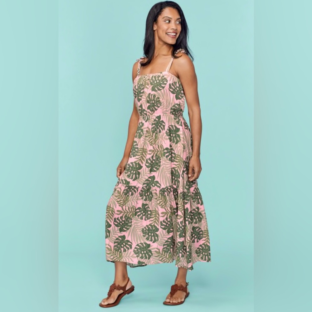 Tropical tiered midi dress size S
